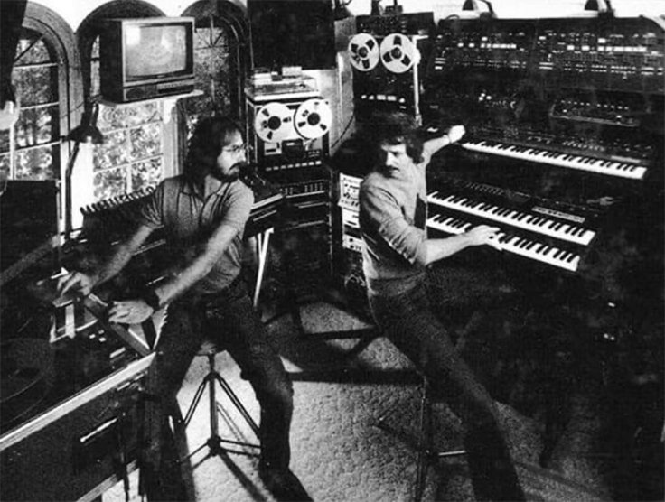 Alan Howarth and John Carpenter with Otari and Tascam reel tape recorders