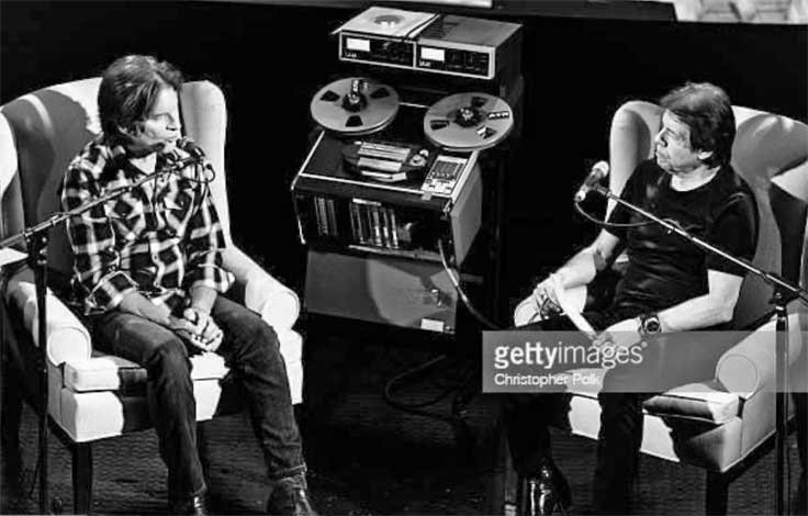 John Fogerty and George Thorogood with Ampex ATR-102 reel to reel tape recorder