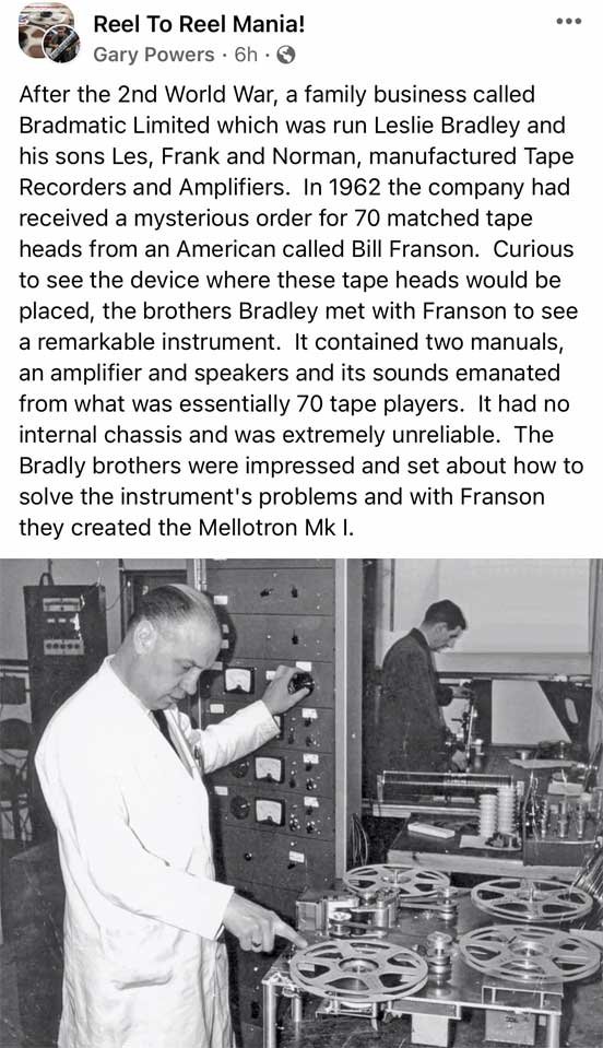 Mellotron Leslie Bradley and BillFranson