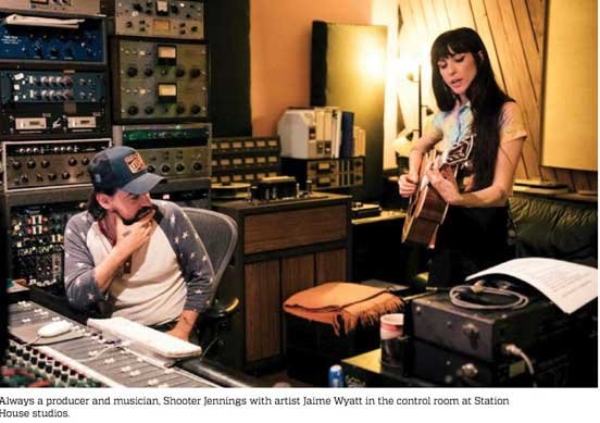 Shotter Jennings with singer Jaime Wyatt at the Station House Studios