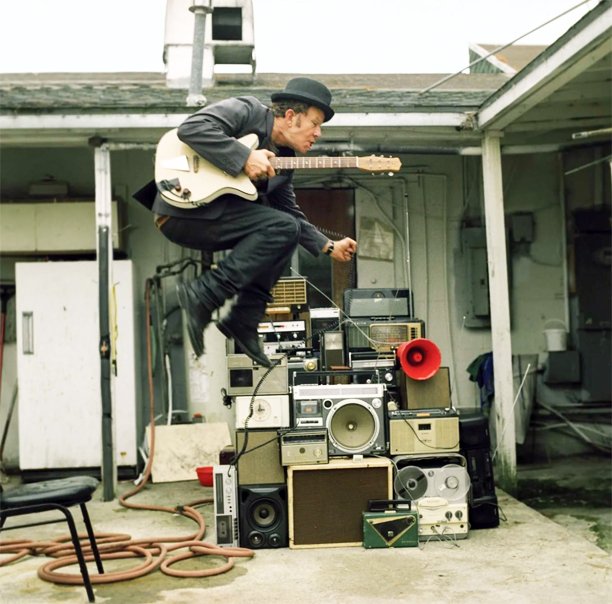 Tom Waits with Webcor Regent tape recorder bottom right